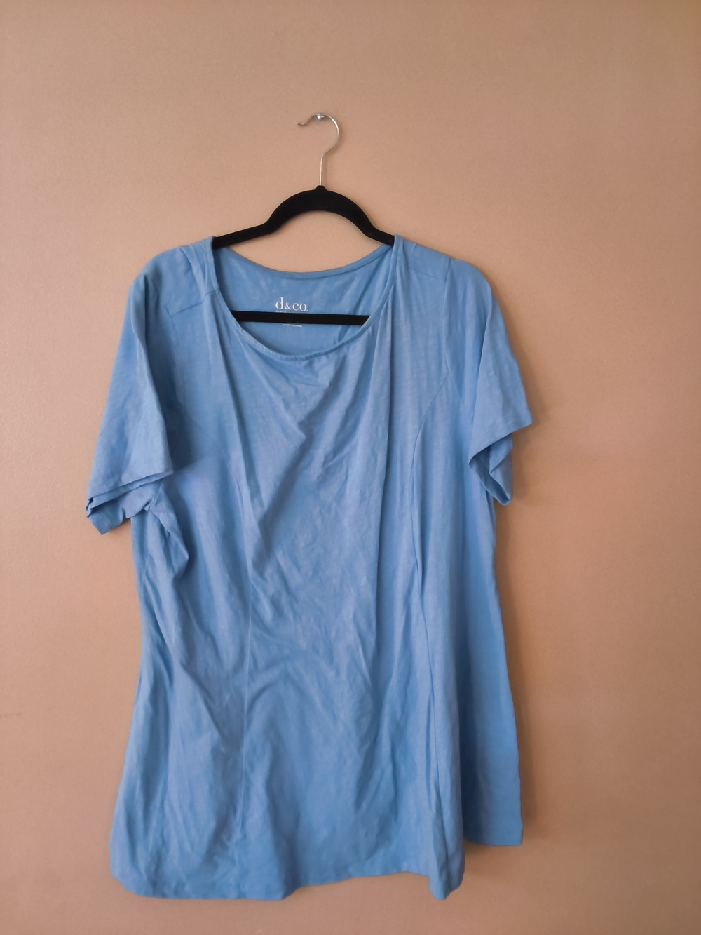 d&co Light Blue Scoop Neck Short Sleeve Tee